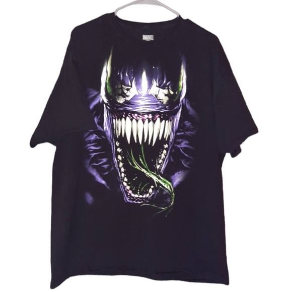 Marvel Comics VENOM Big Face Tongue Black Purple Green Graphic T-Shirt Size 2X - Picture 2 of 4